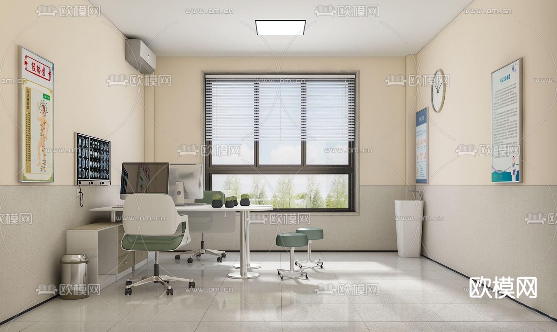 医院问诊室 诊疗室su模型下载（渲染图1）
