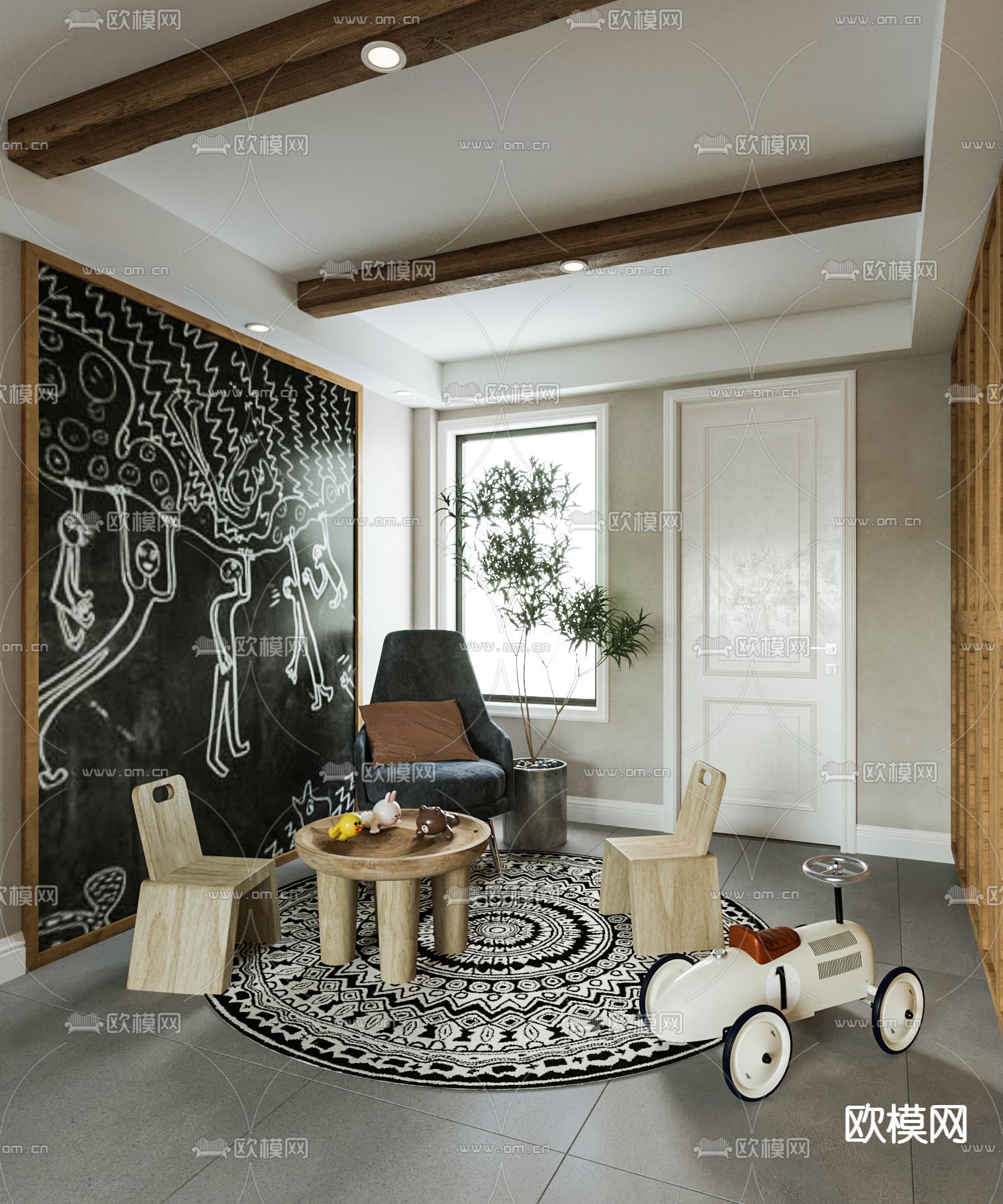 娱乐室 休息室3d模型下载（渲染图1）