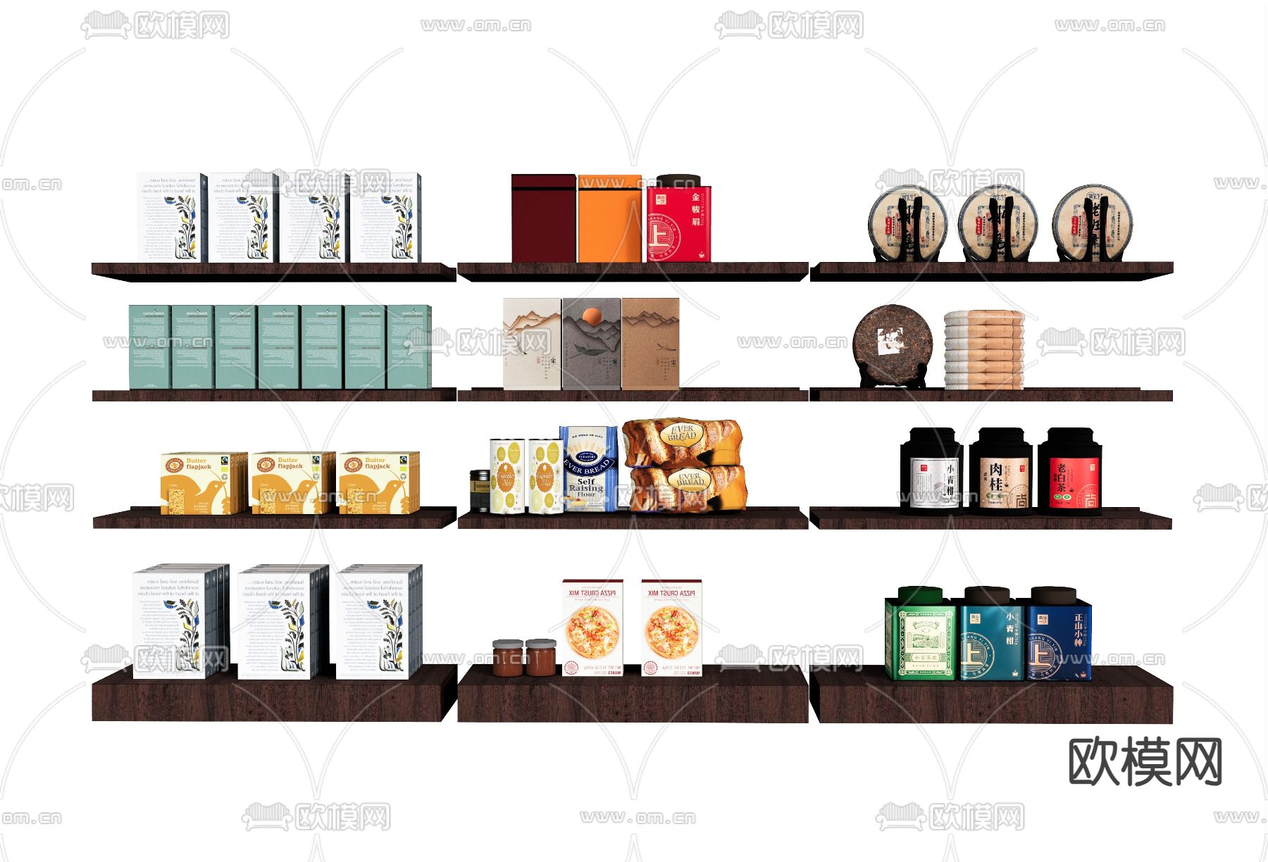 饮料 茶叶 茶饼 茶罐su模型下载（渲染图1）