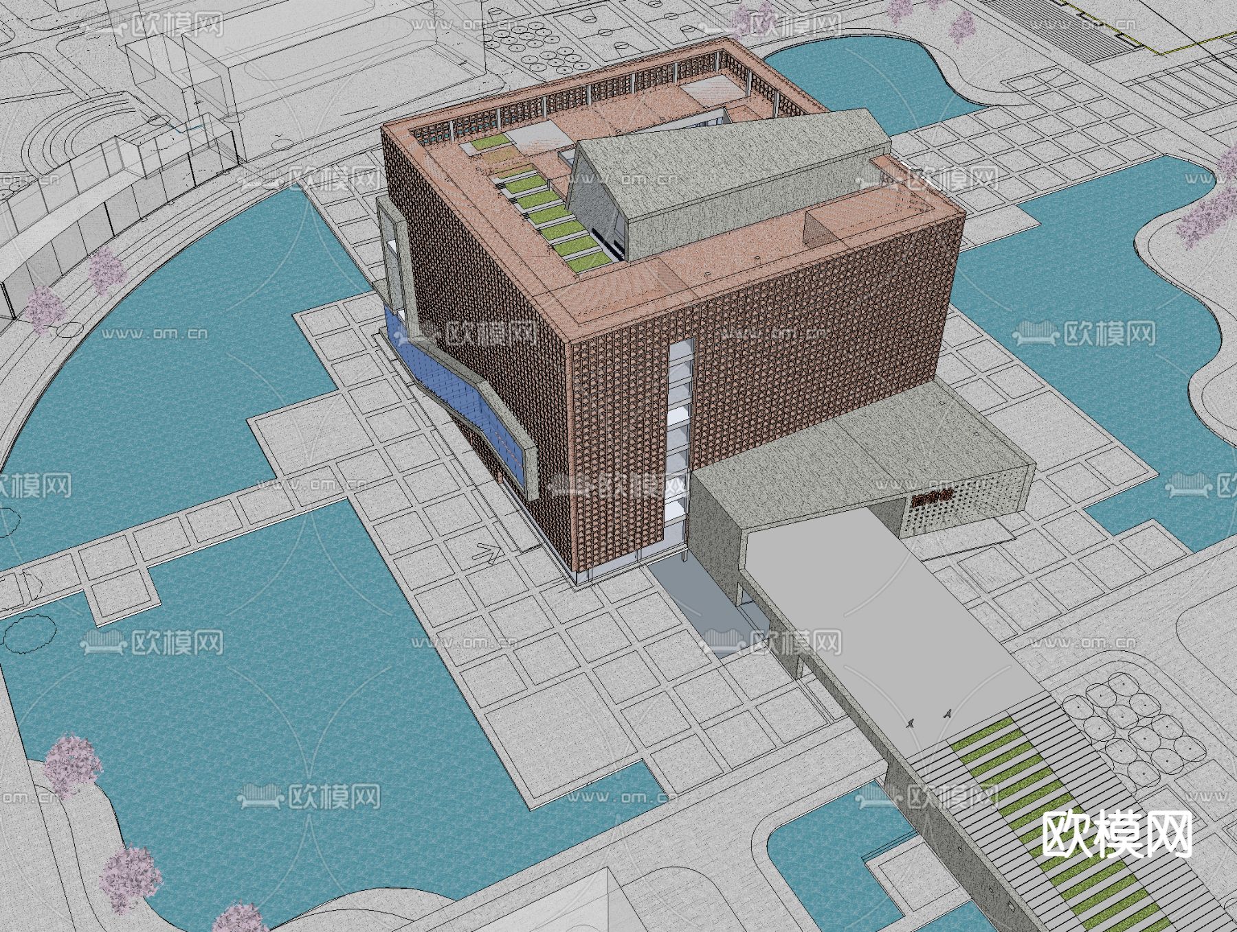 图书馆su模型下载（渲染图4）