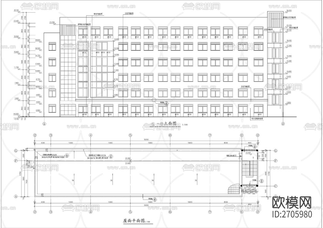实训教学楼cad施工图-免费3dmax模型库-欧模网