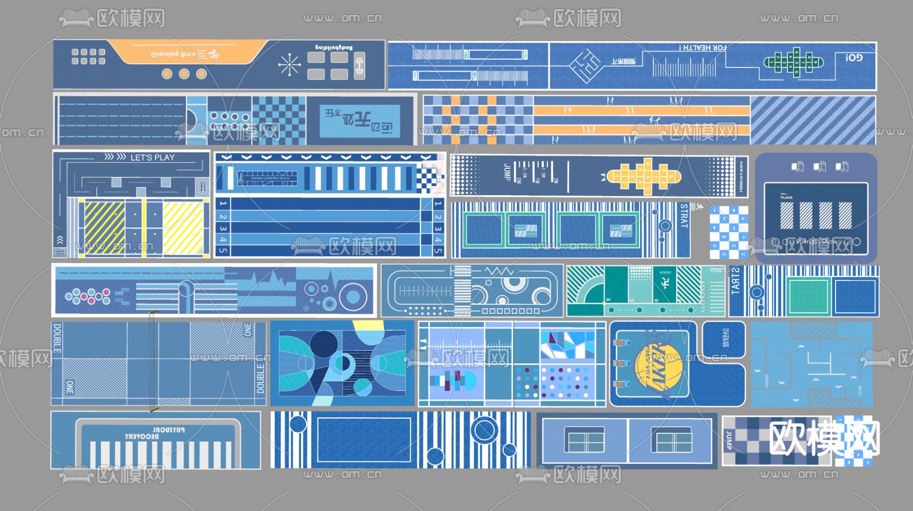 消防登高面 运动场地 塑胶跑道su模型下载（渲染图2）