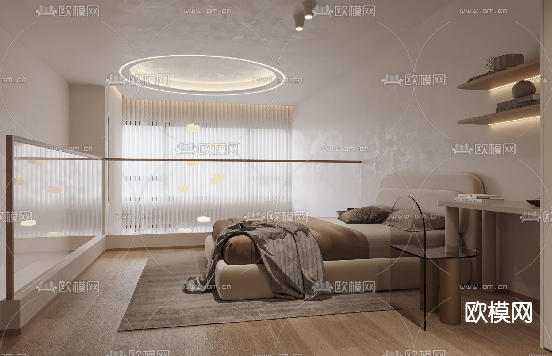 奶油风公寓3d模型下载（渲染图3）