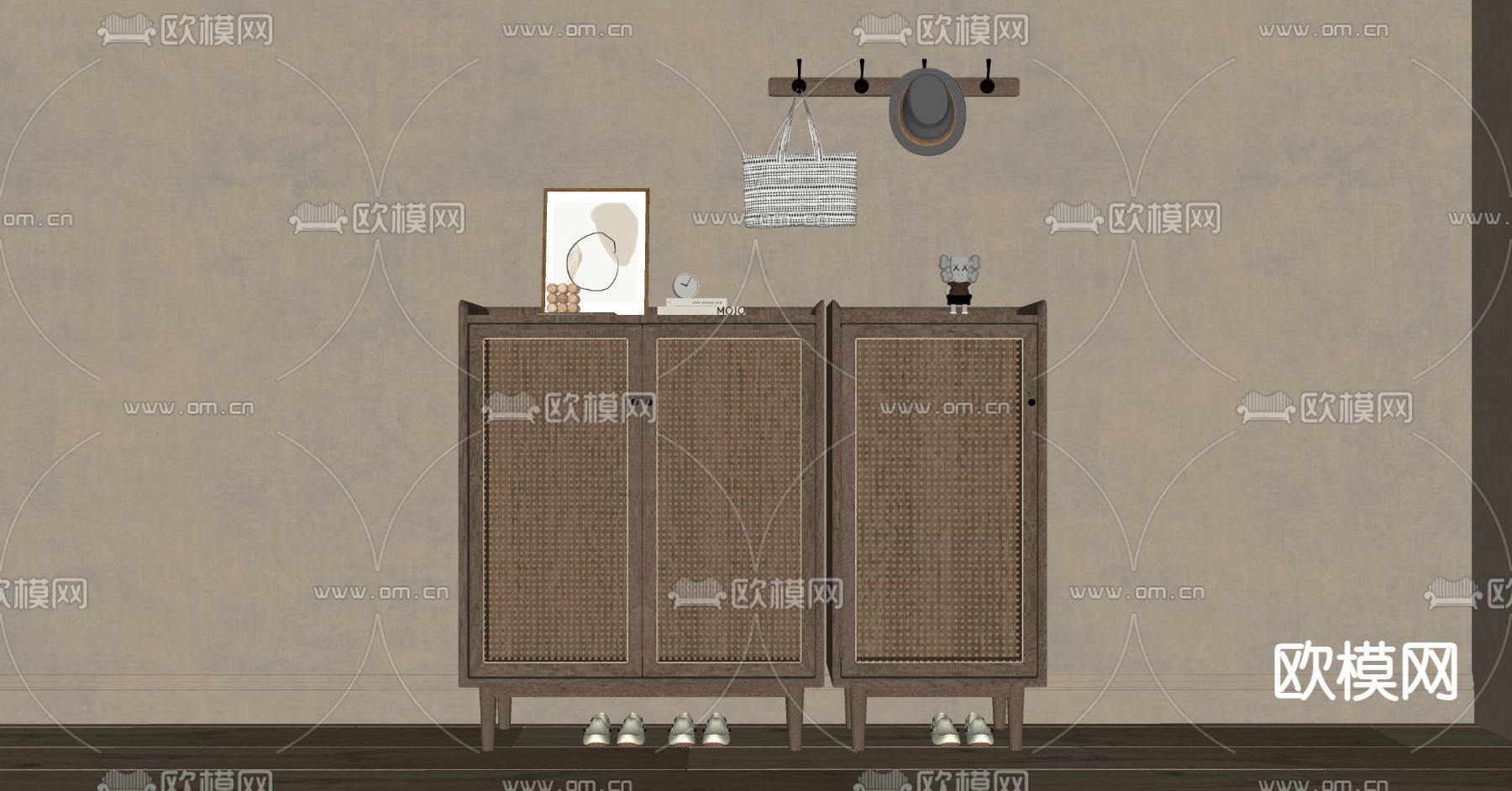 侘寂鞋柜su模型下载（渲染图2）