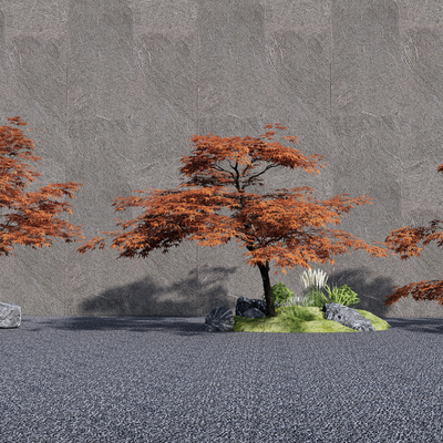  现代红枫树su模型 