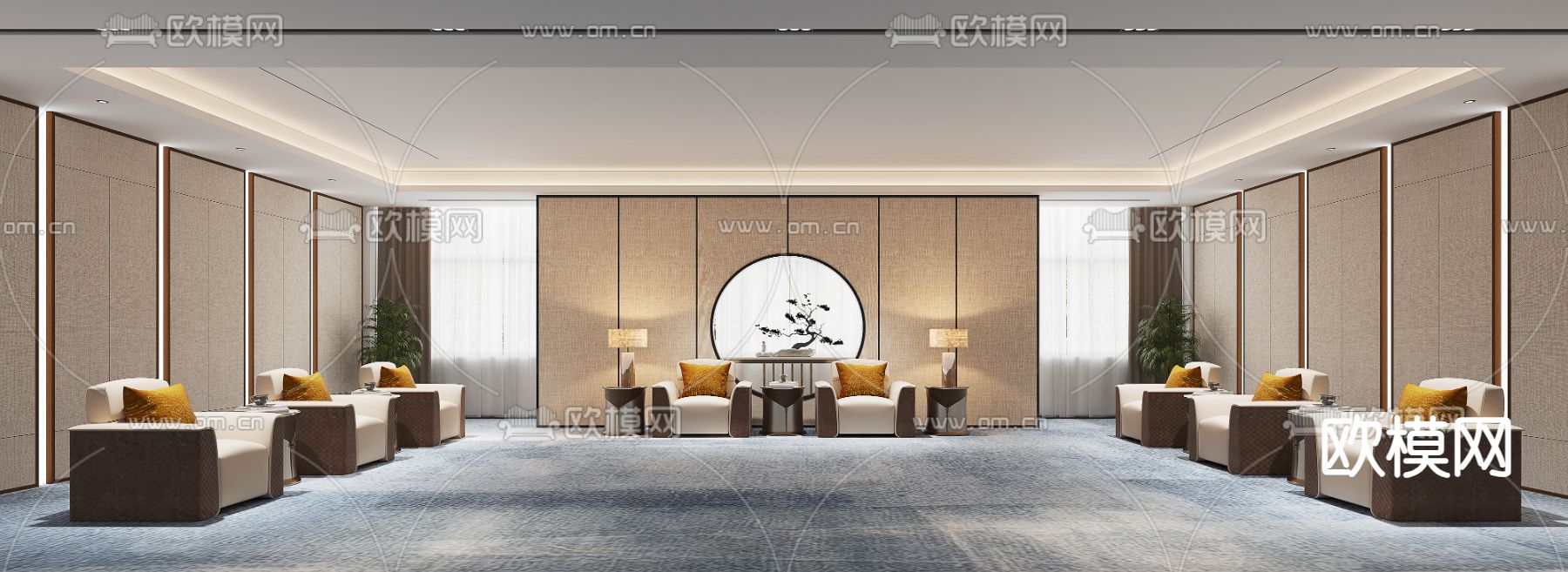 新中式接待室 会客室3d模型下载