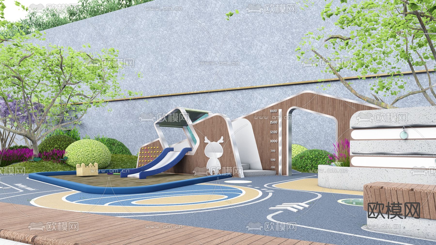 儿童游乐区su模型下载（渲染图2）