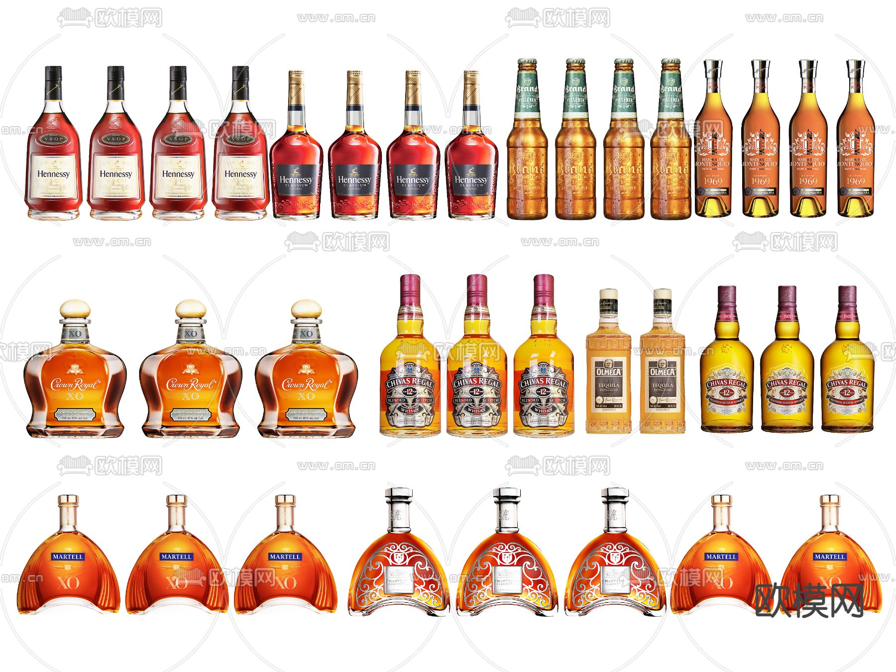 洋酒 鸡尾酒 啤酒 酒水 酒瓶3d模型下载