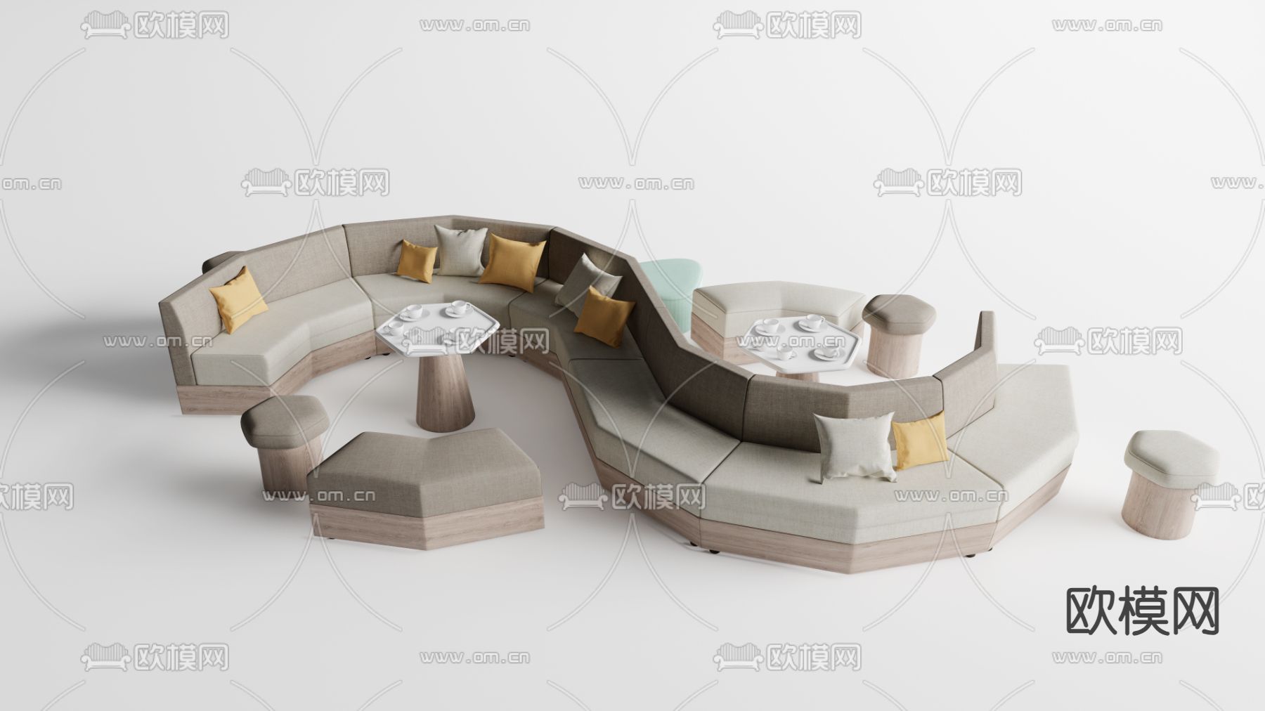 办公沙发 卡位沙发3d模型下载