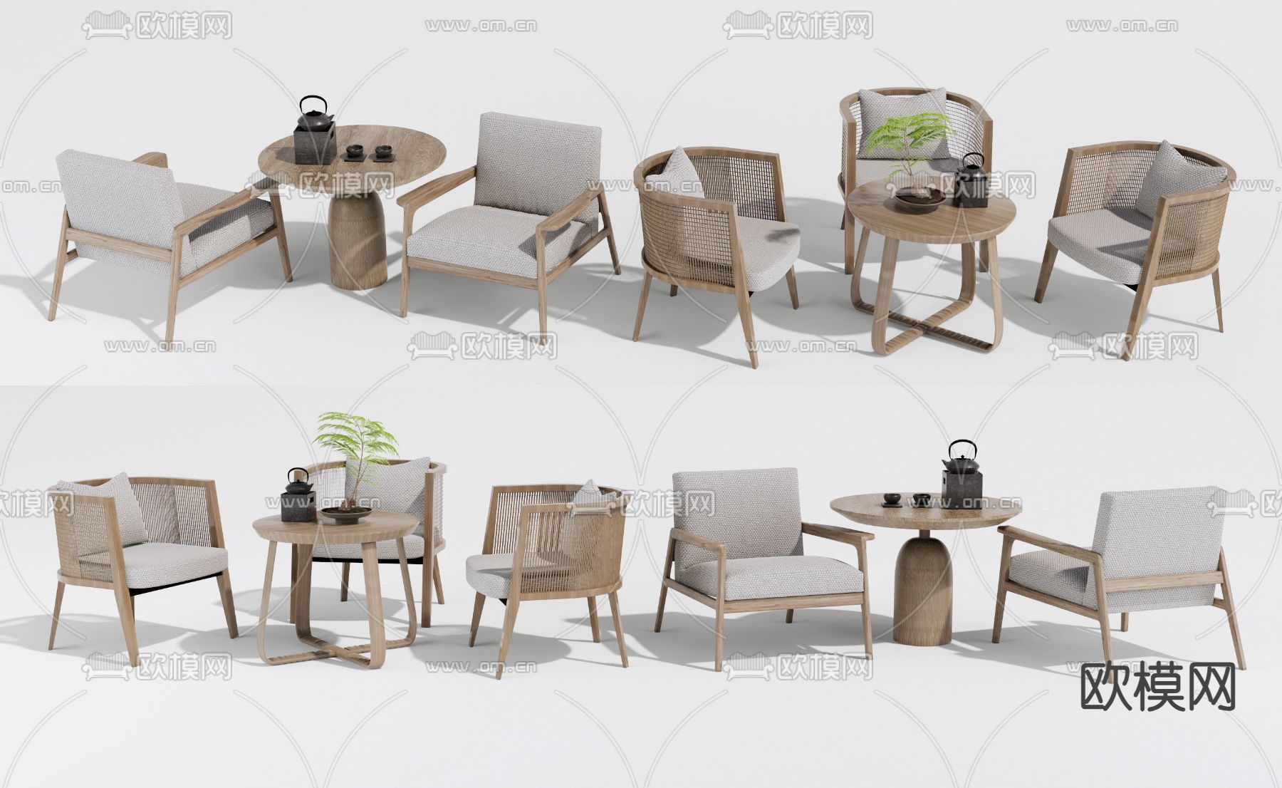 户外桌椅 藤编椅子3d模型下载