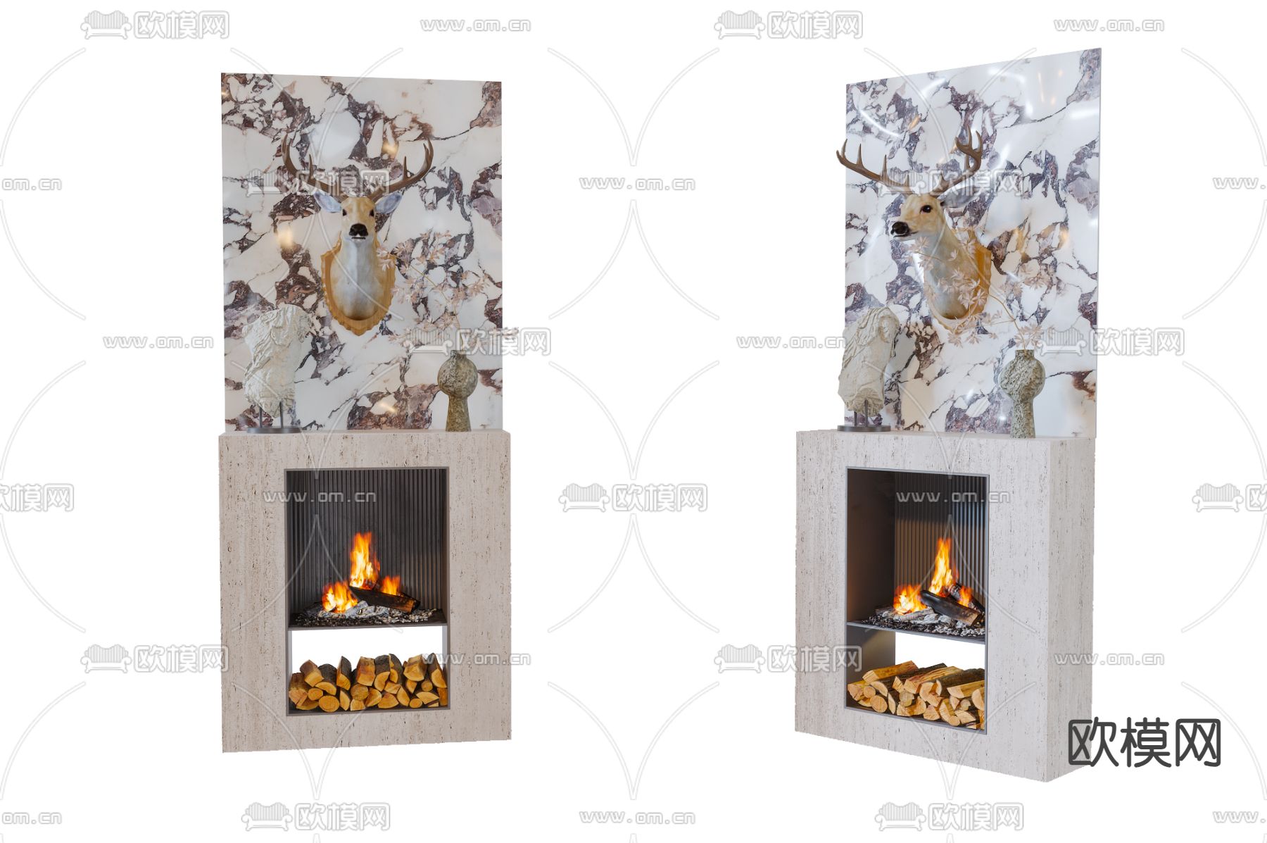 美式壁炉 火炉3d模型下载