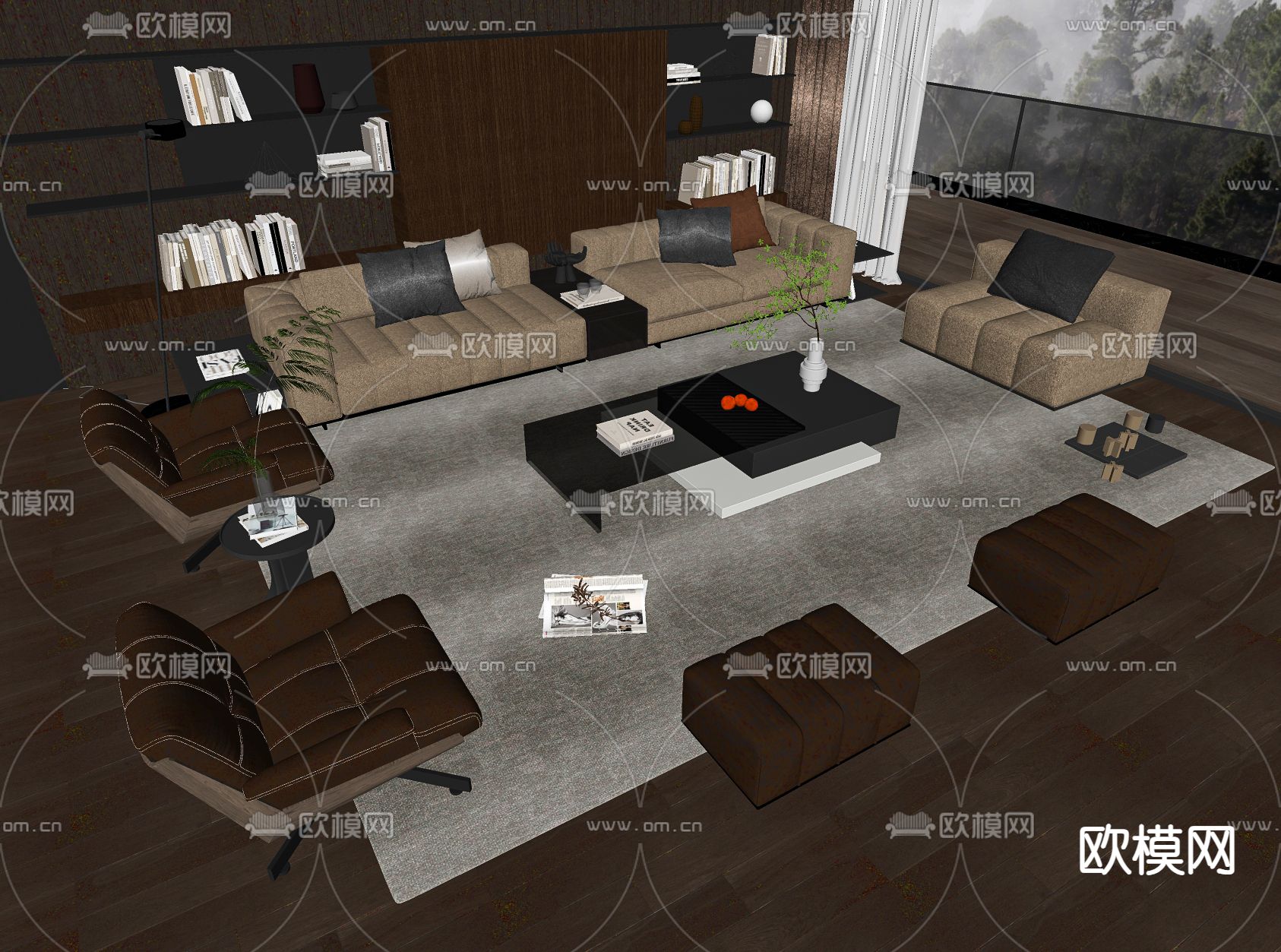 Minotti 组合沙发su模型下载（渲染图2）