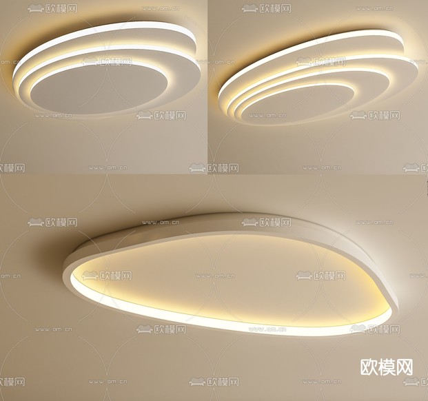 奶油风吸顶灯 卧室灯3d模型下载