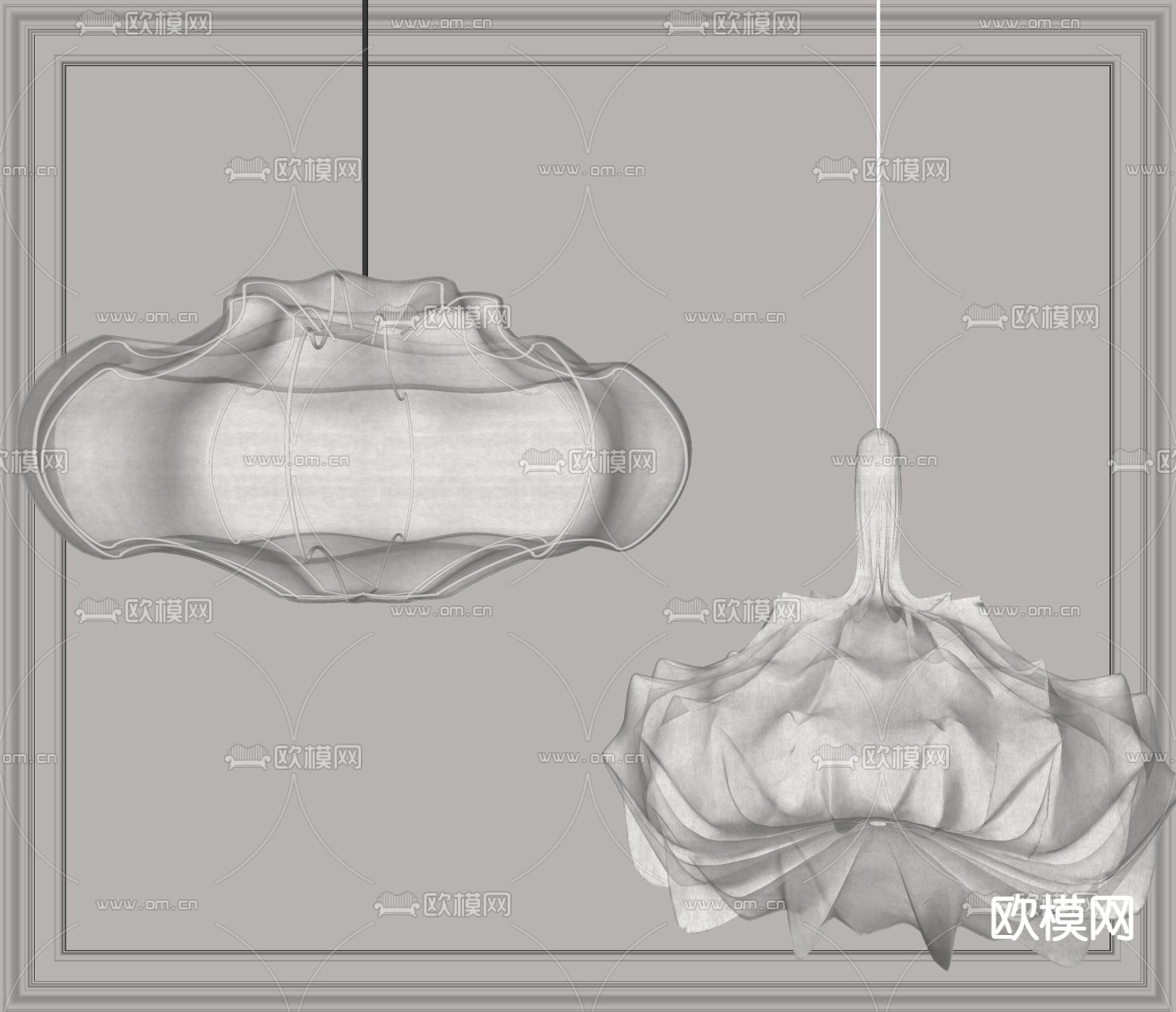 侘寂风吊灯su模型下载（渲染图2）