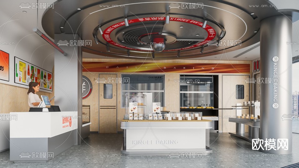 现代面包店 甜品店 烘培店su模型下载(渲染图4)