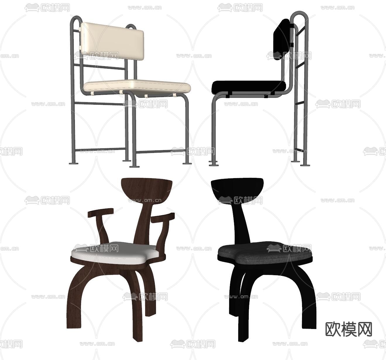 中古风餐椅 椅子su模型下载（渲染图1）