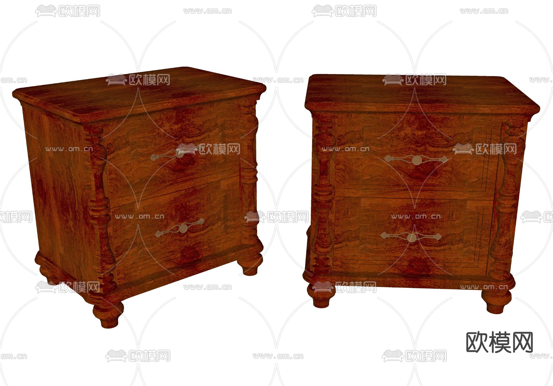 美式床头柜su模型下载（渲染图2）