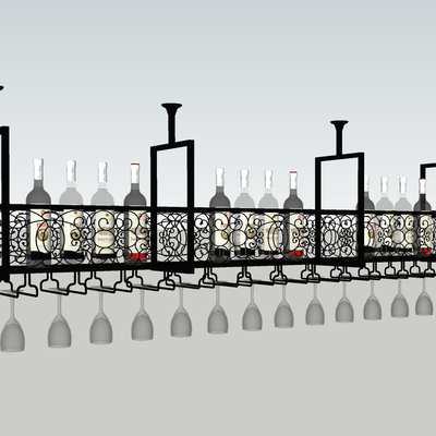  现代金属酒架su模型 
