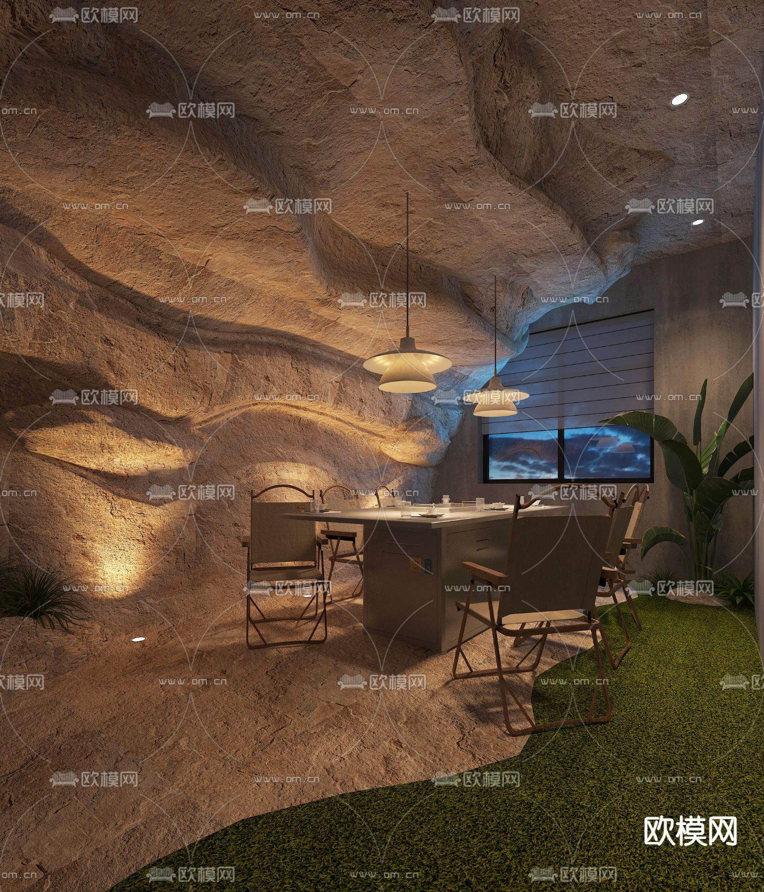 溶洞餐厅 包间 包房3d模型下载