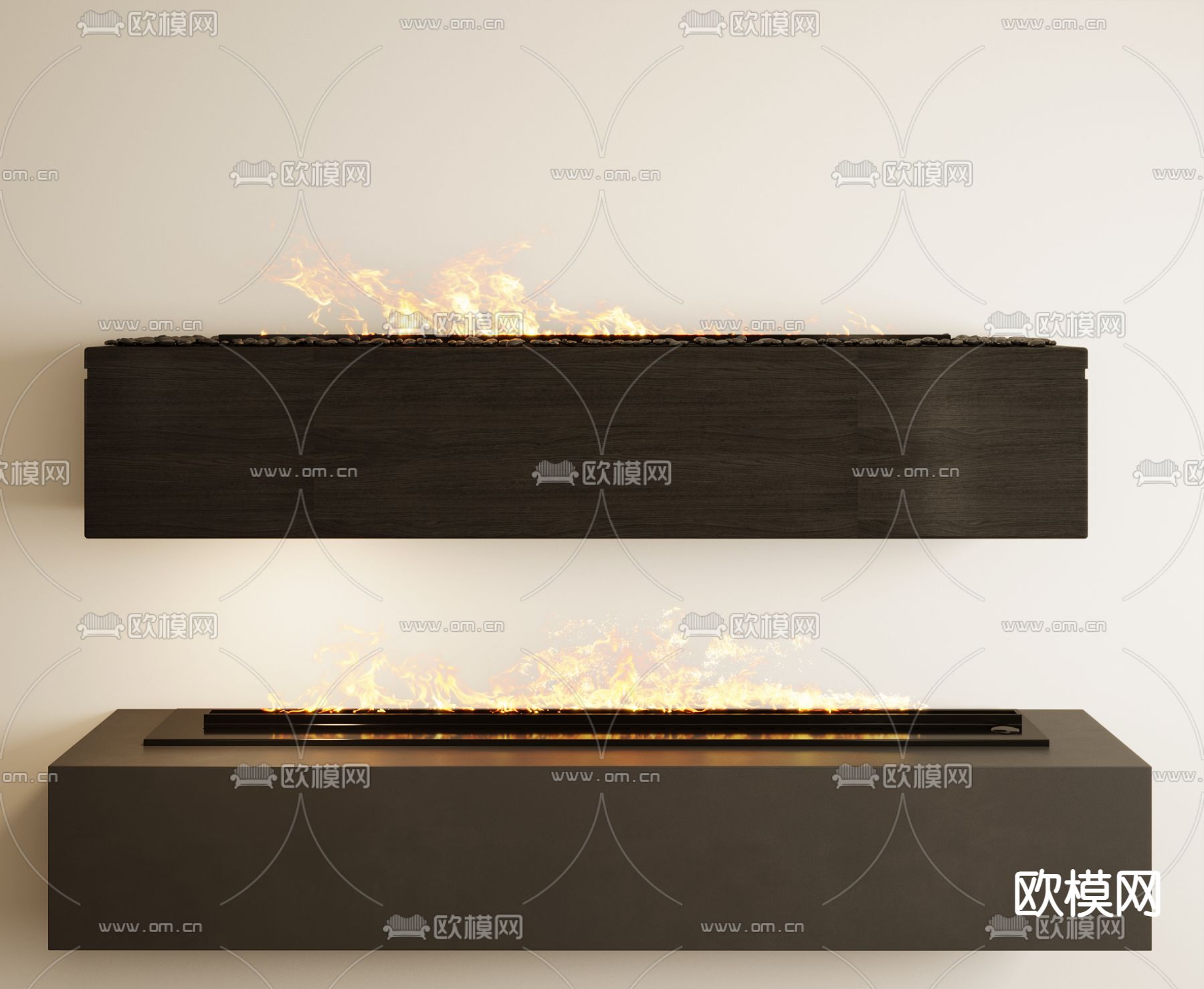 现代壁炉su模型下载（渲染图1）