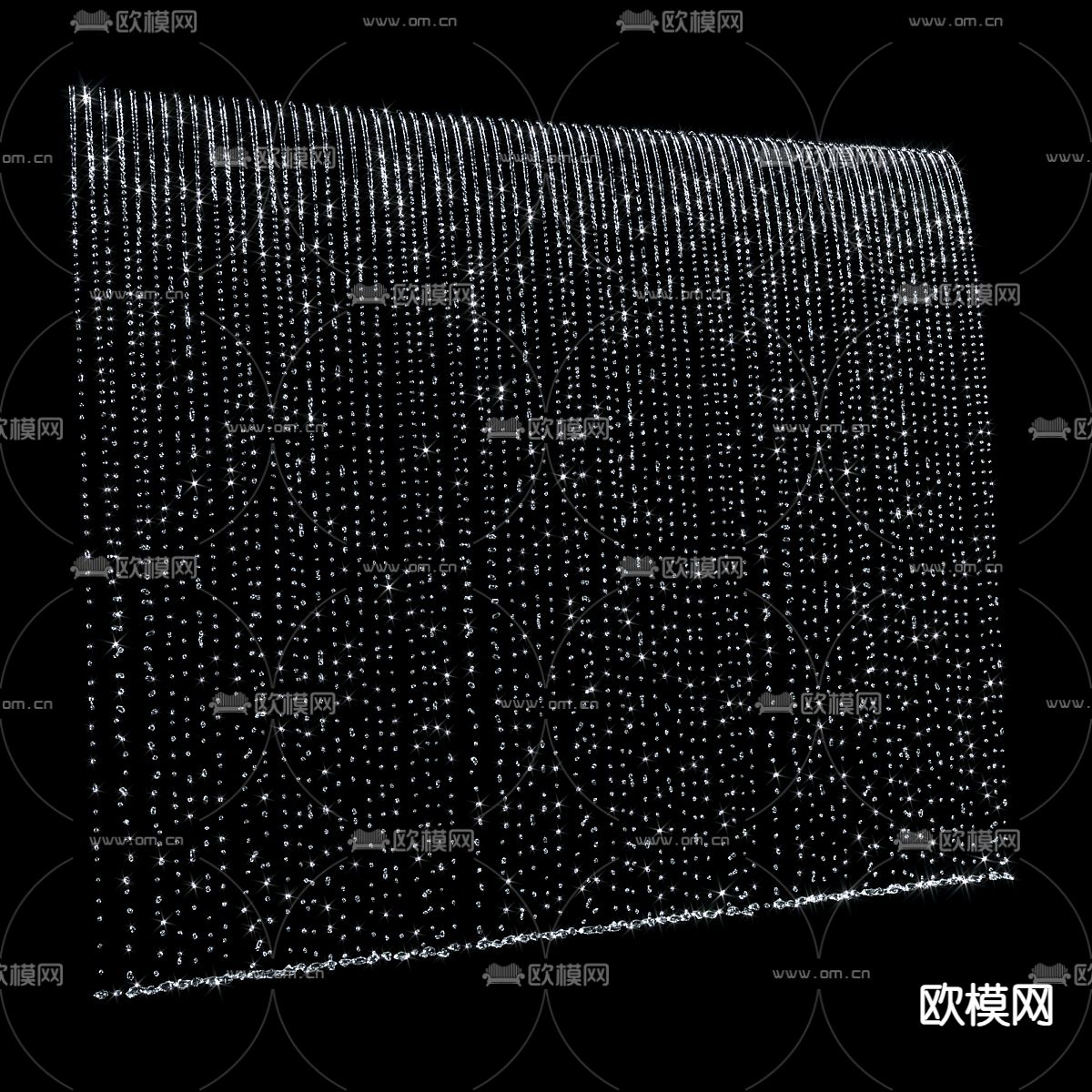 瀑布 水幕墙 流水3d模型下载（渲染图3）