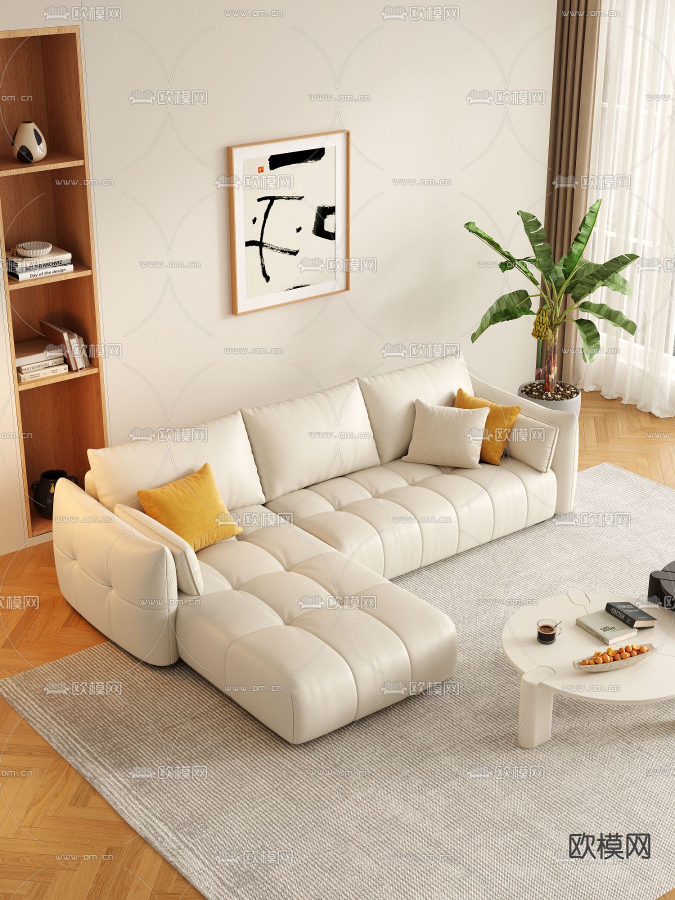 多人沙发 软体沙发3d模型下载（渲染图2）