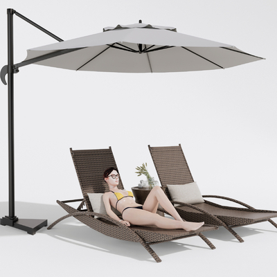  现代户外躺椅su模型 