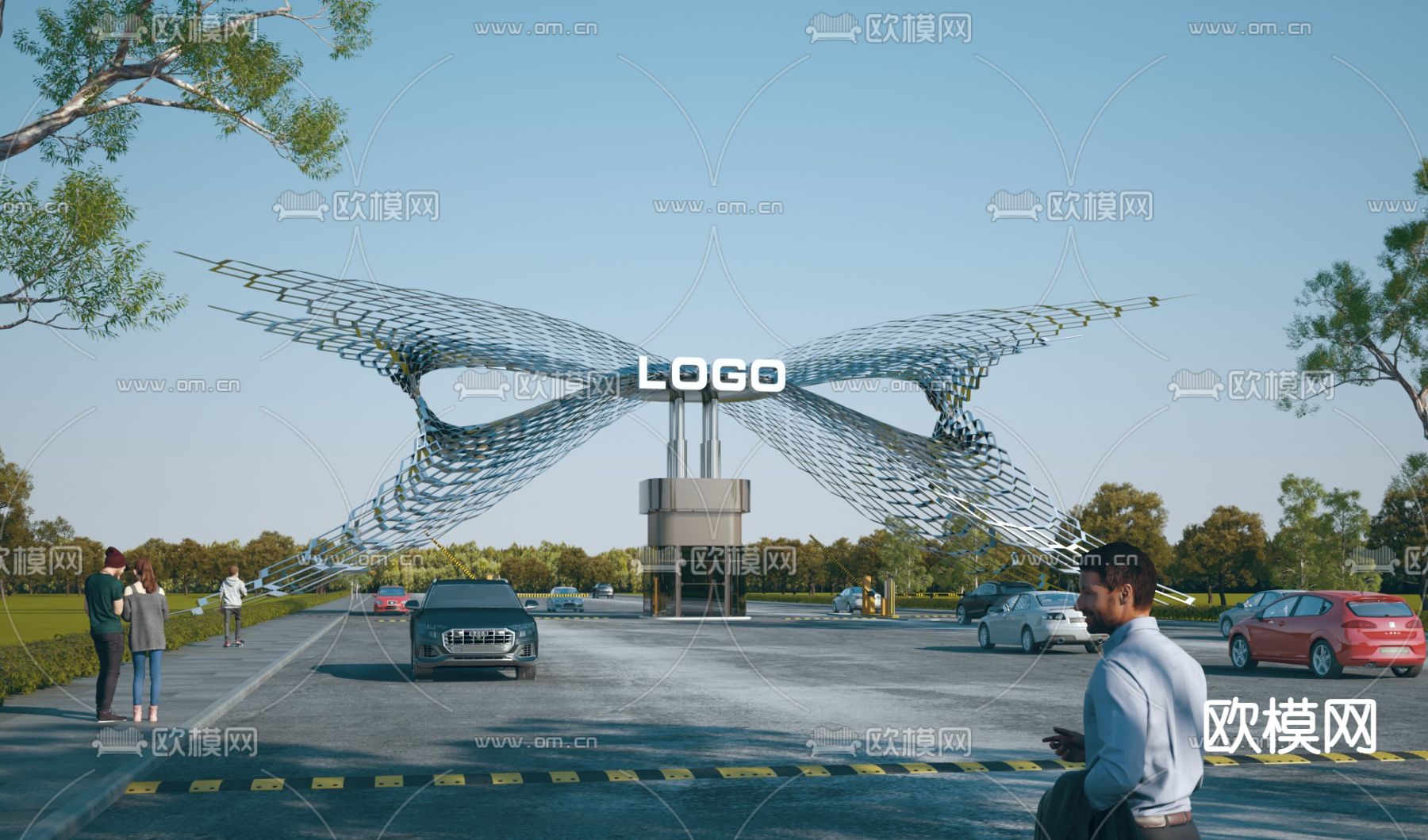 厂区大门 门卫 传达室3d模型下载