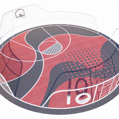  现代户外篮球场su模型 