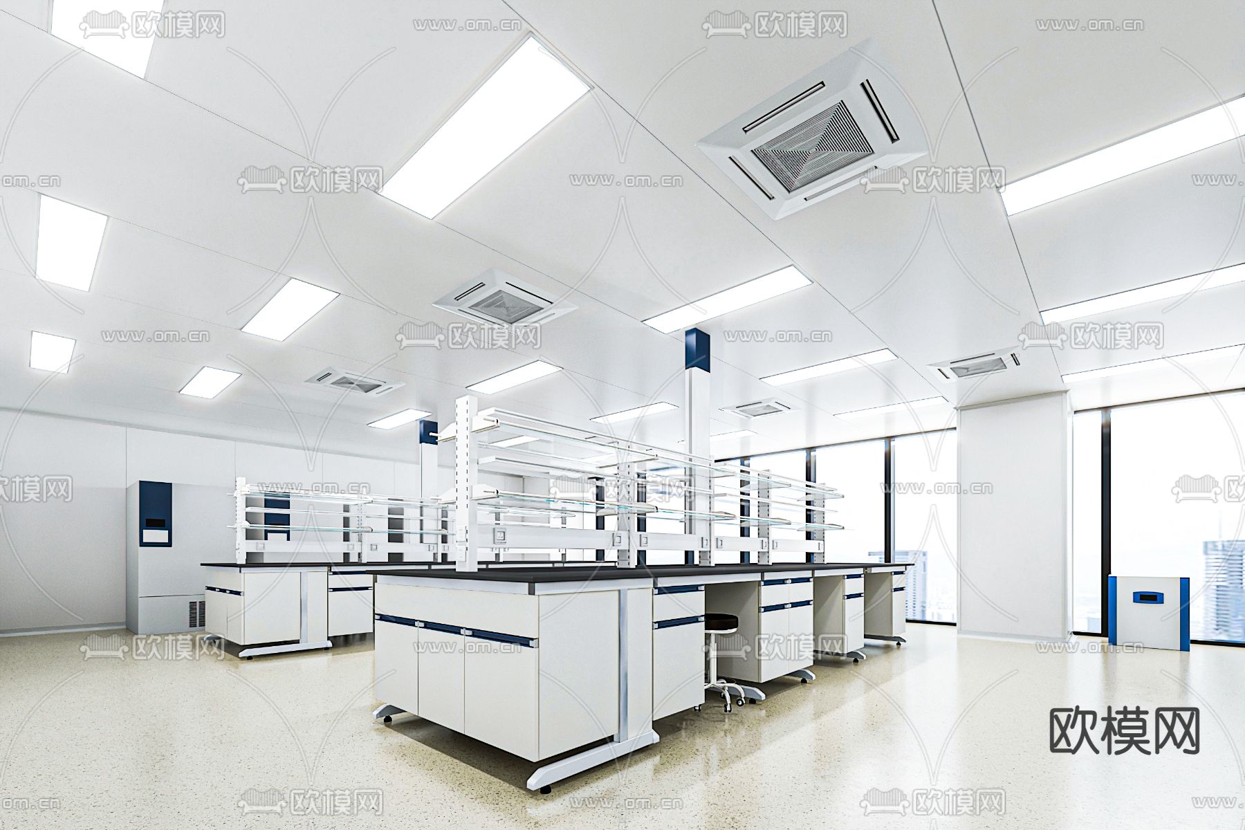 实验室 走廊3d模型下载（渲染图1）