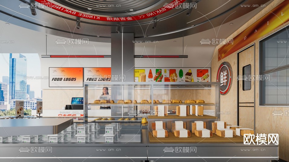 现代面包店 甜品店 烘培店su模型下载(渲染图2)