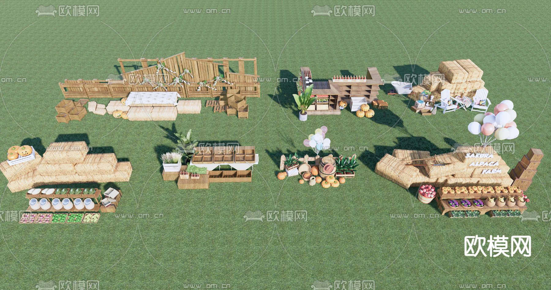 现代集市摆件 摊位su模型下载（渲染图3）