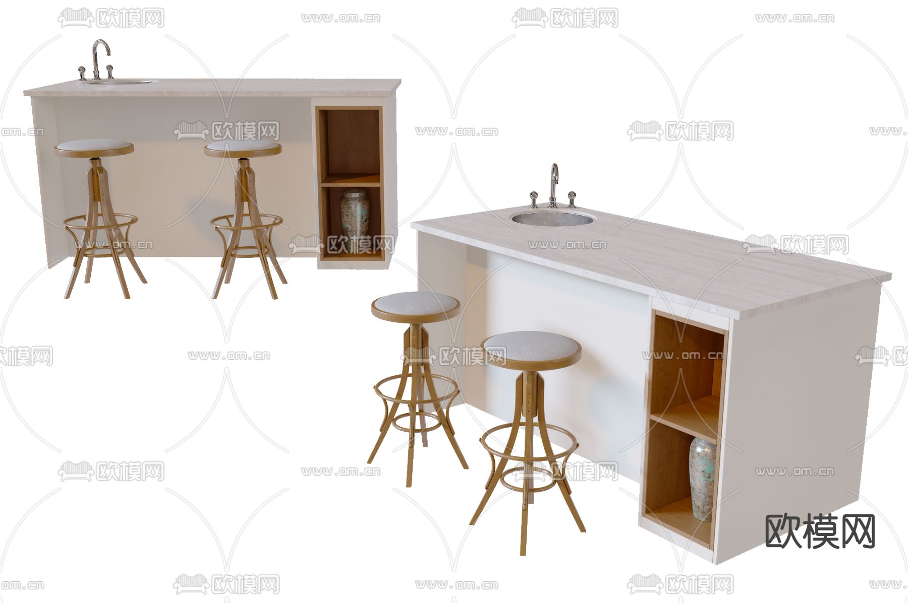 北欧吧台 中岛台3d模型下载
