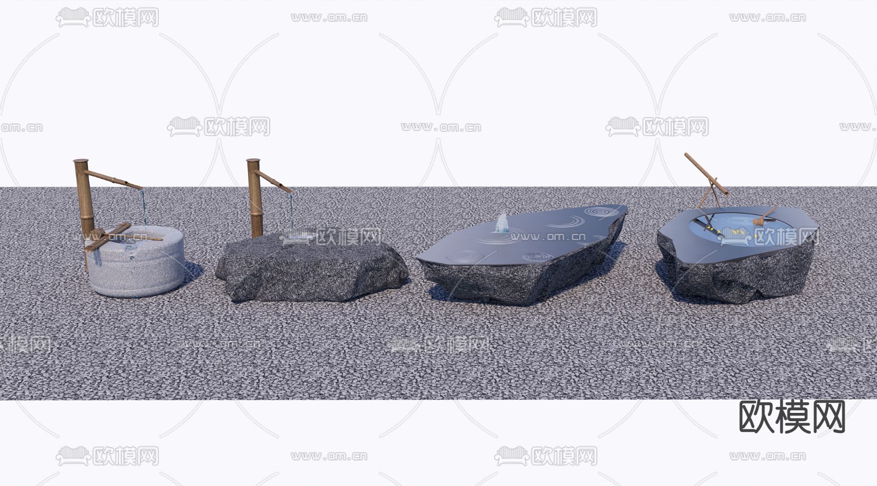 水钵水景小品su模型下载（渲染图1）
