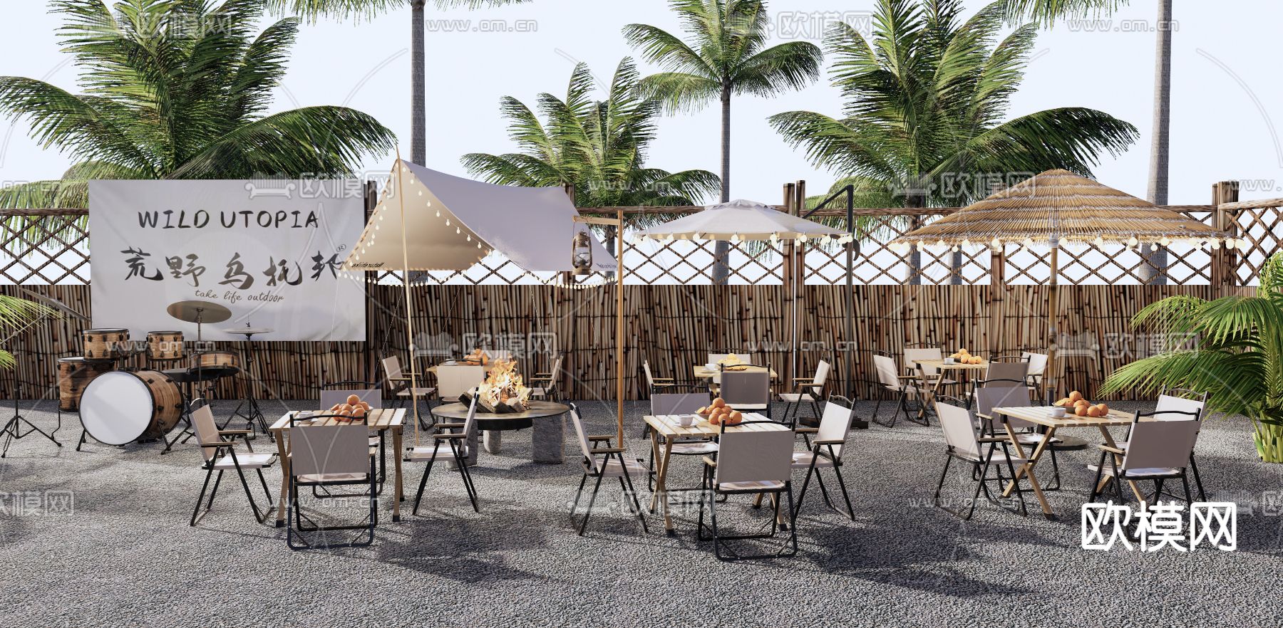 户外桌椅 露营桌椅3d模型下载