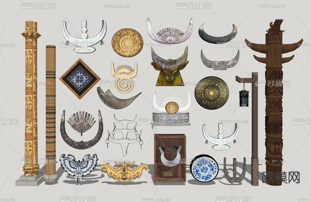 苗族图腾雕塑小品su模型下载_ID14152192_sketchup模型下载-欧模网
