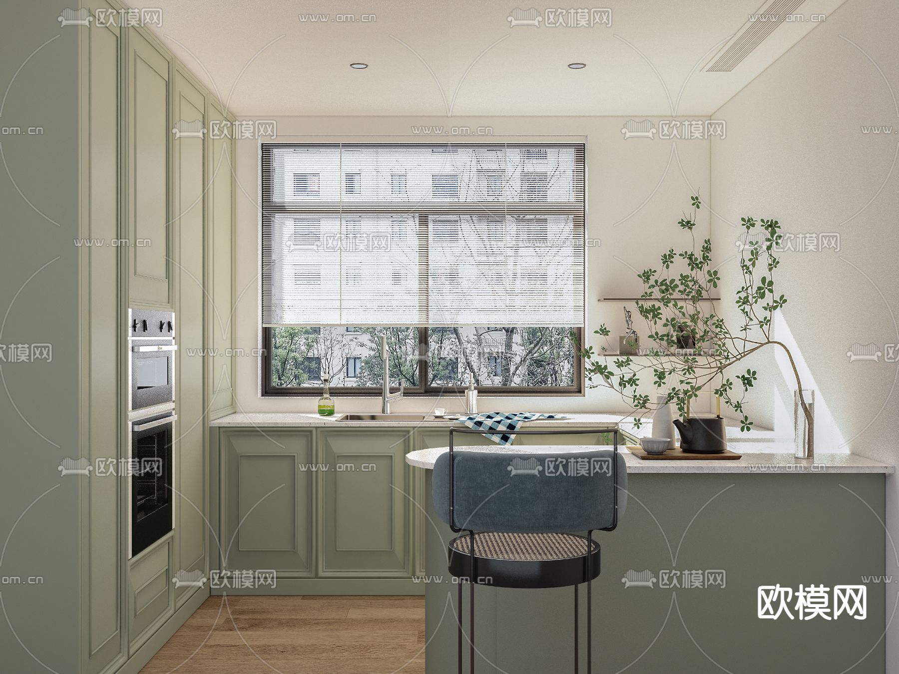 北欧厨房 橱柜3d模型下载