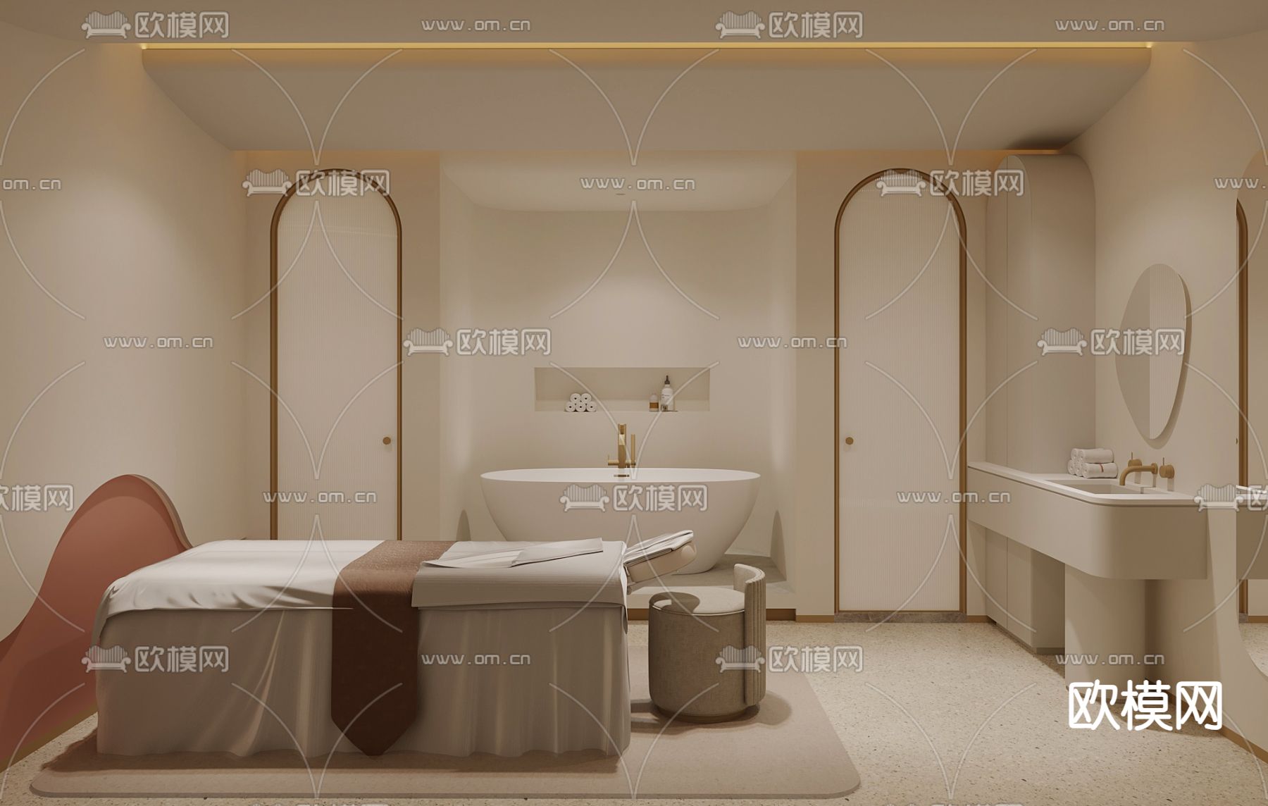 奶油风SPA 护理房3d模型下载