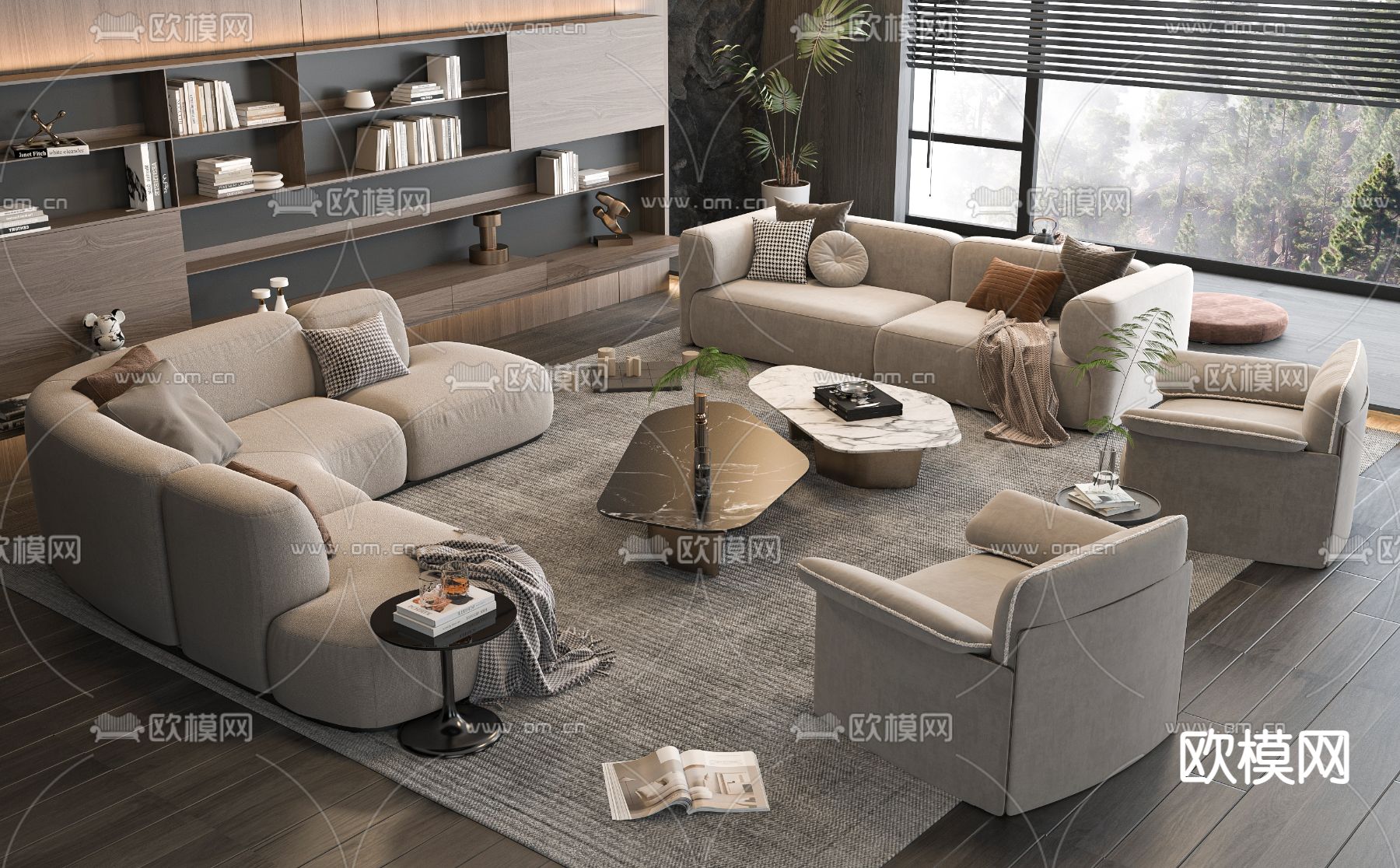 Minotti 组合沙发su模型下载_ID14150084_sketchup模型下载-欧模网
