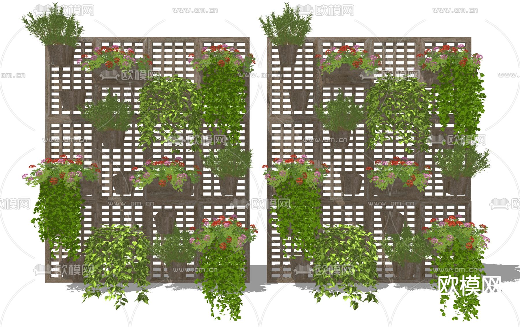 绿植屏风隔断 植物墙su模型下载（渲染图2）
