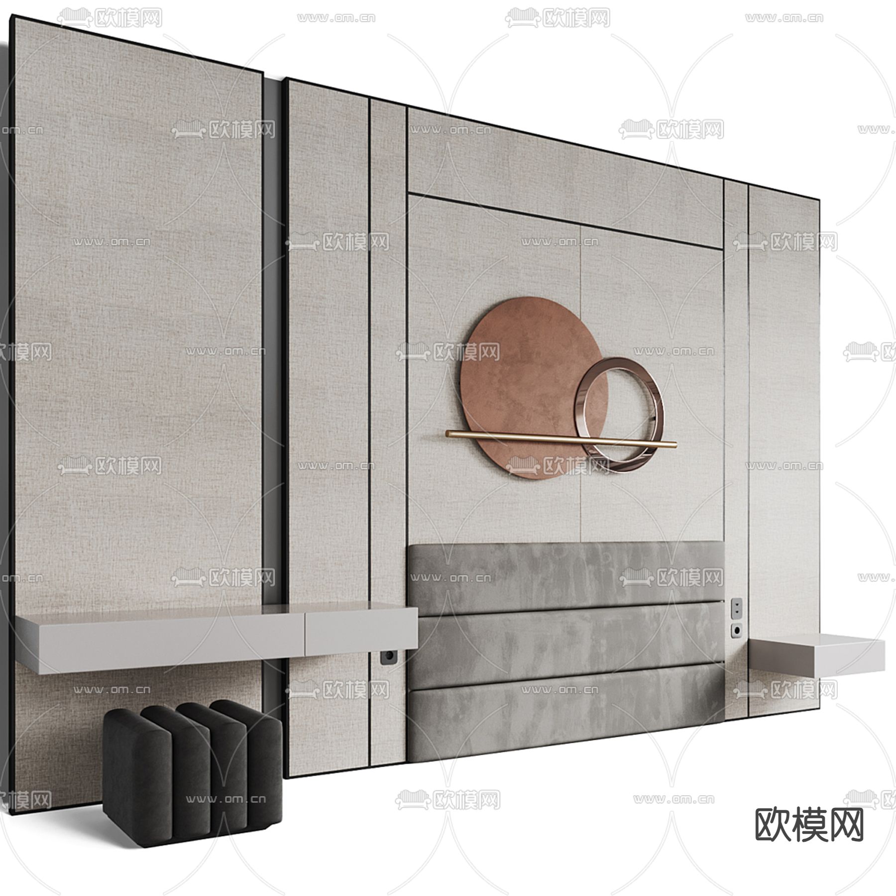 床头背景3d模型