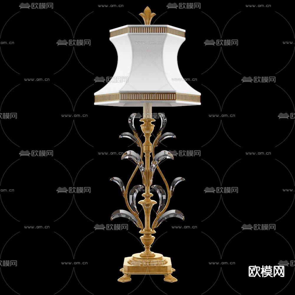 雕花叶子台灯3d模型下载