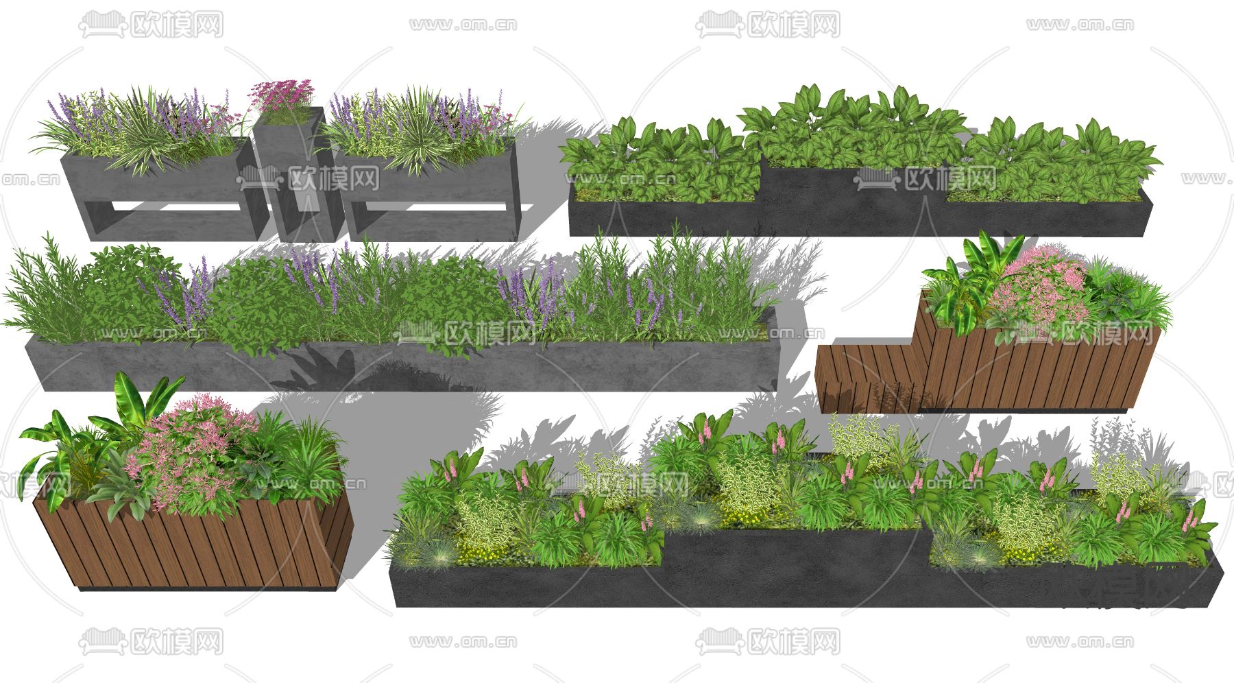 花箱 花坛su模型下载（渲染图2）