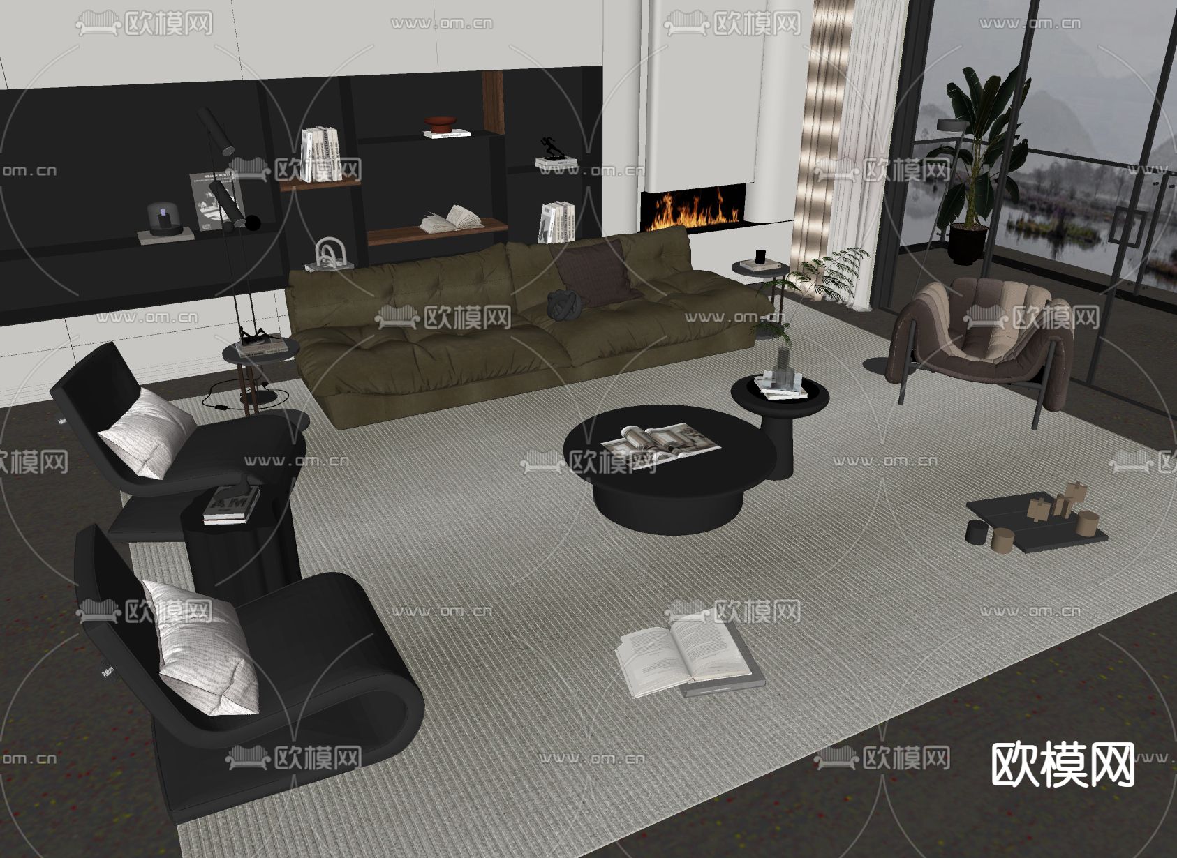 poliform 组合沙发su模型下载（渲染图2）