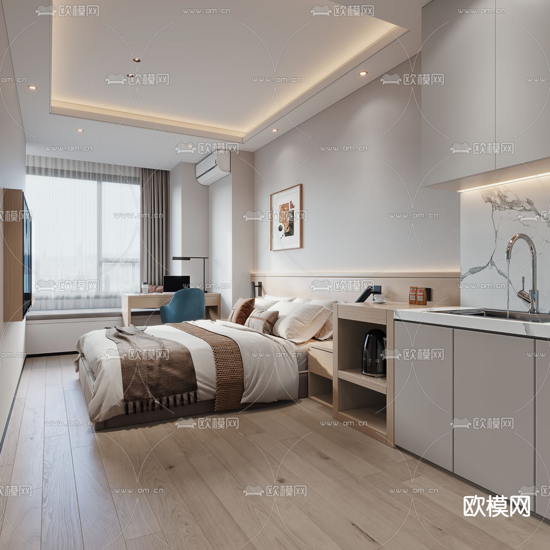 酒店客房 套房3d模型下载（渲染图1）