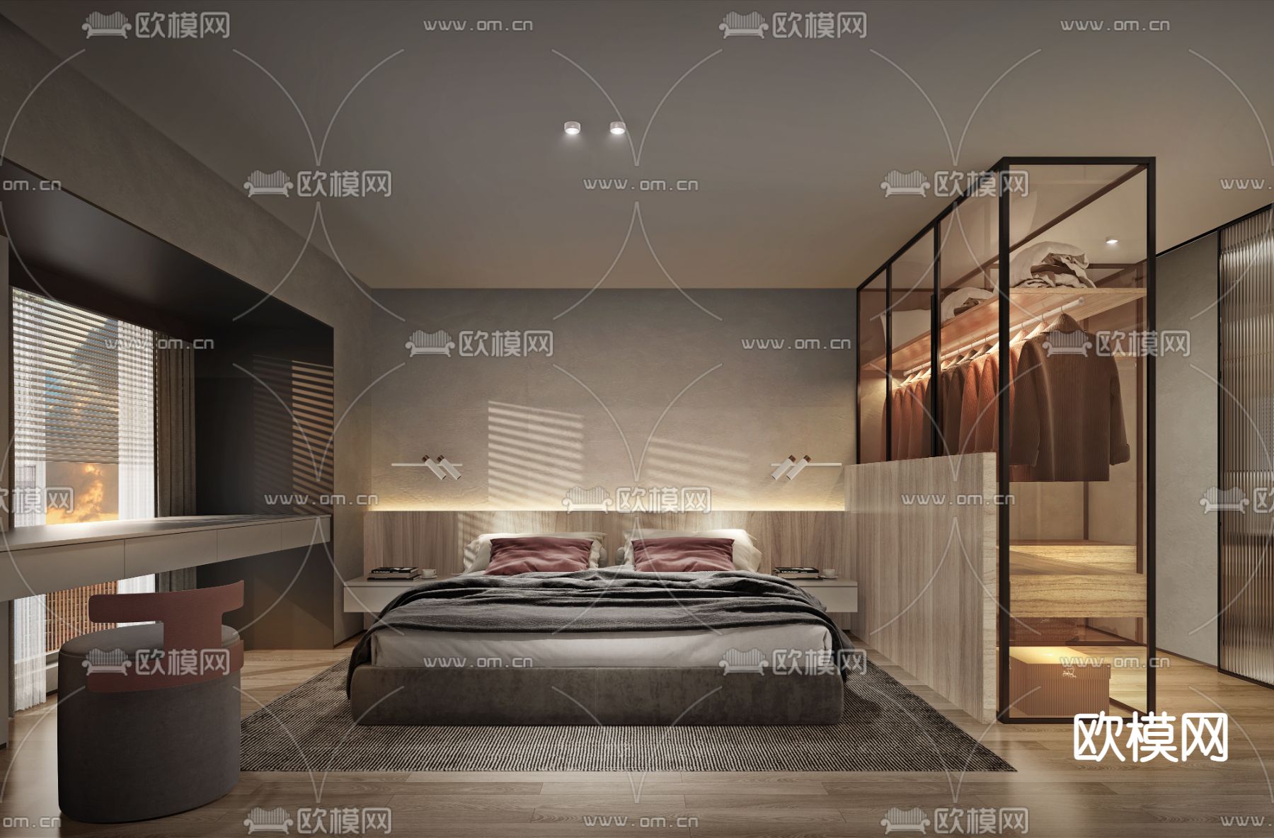 酒店客房 大床房3d模型下载