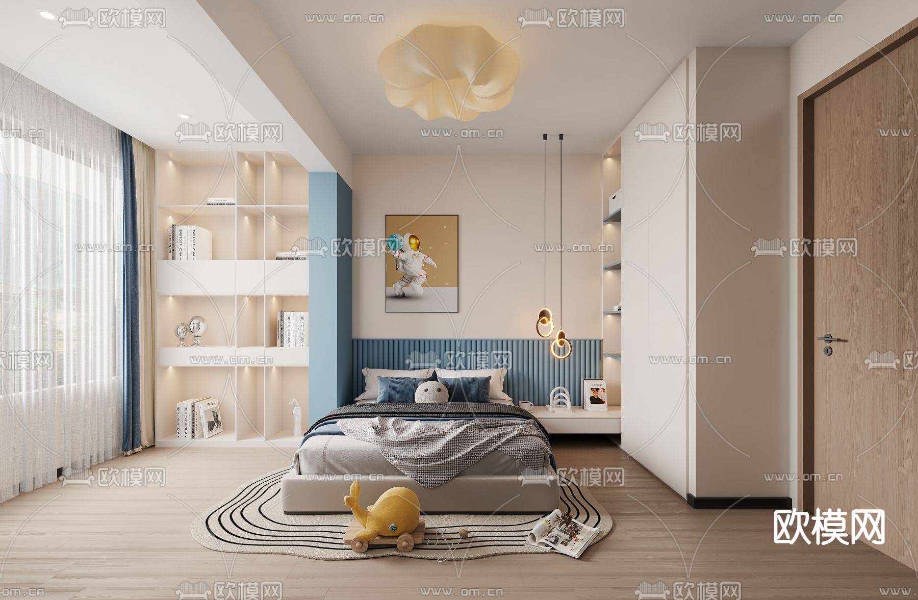 奶油风儿童房 男孩房 小孩房3d模型下载
