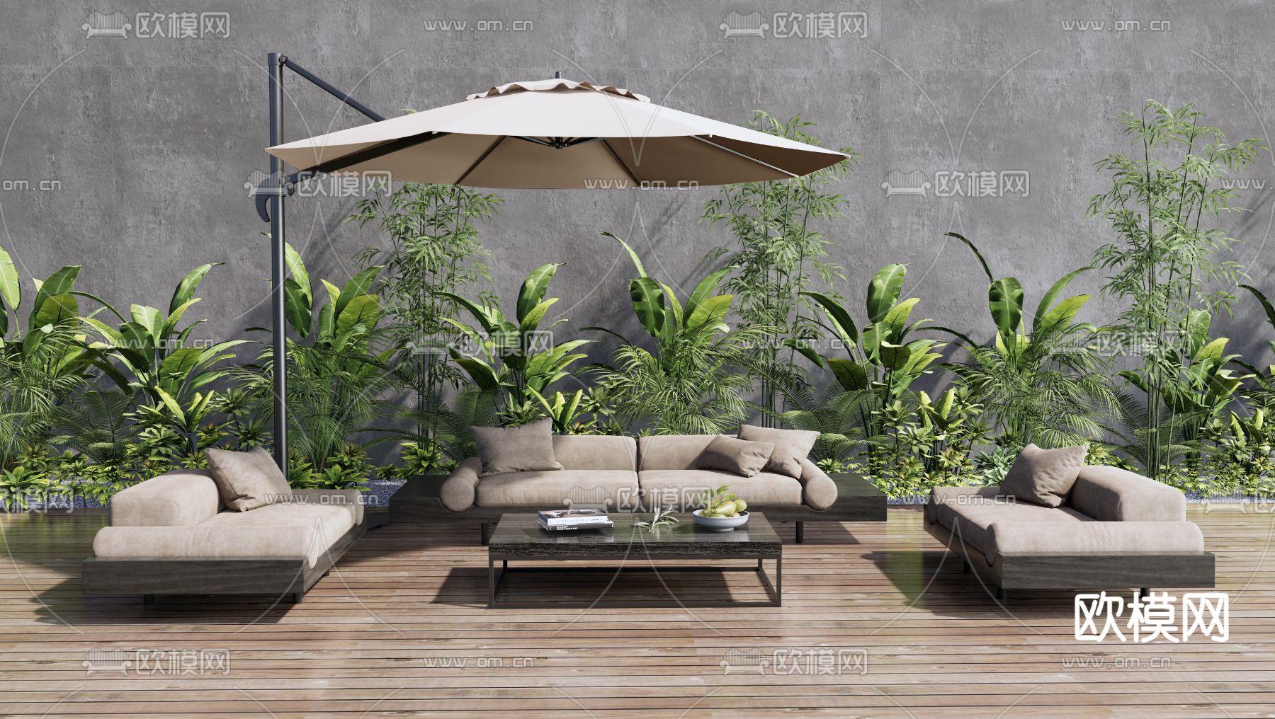 户外沙发 遮阳伞3d模型下载