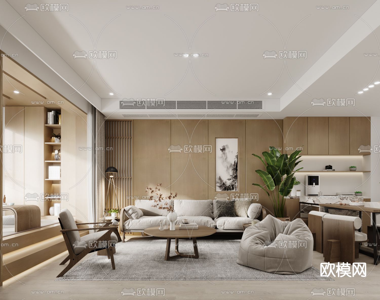 北欧客餐厅3d模型下载（渲染图1）