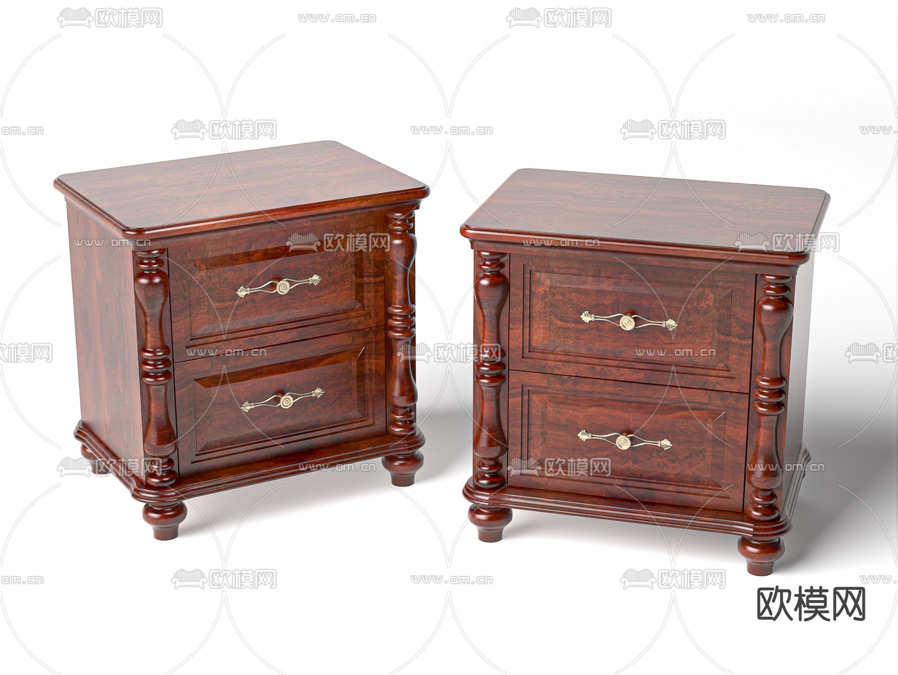 美式床头柜su模型下载（渲染图1）